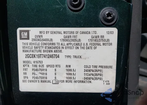 2004 Chevrolet Silverado 1500 Ls из США, поврежденный, VIN 2GCEK19T741246704